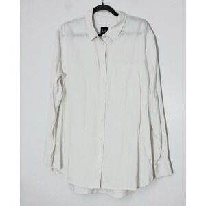 GAP Linen Rayon Blend Shirt Men's Size XL White Button Down Long Sleeve Preowned